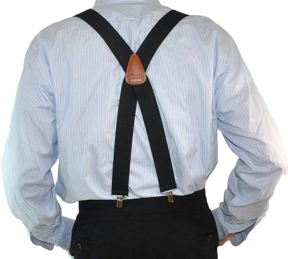 1 1/2" Wide Classic Series Holdups Suspenders for Men in X-back style w/USA Patented No-slip® Silver Clips