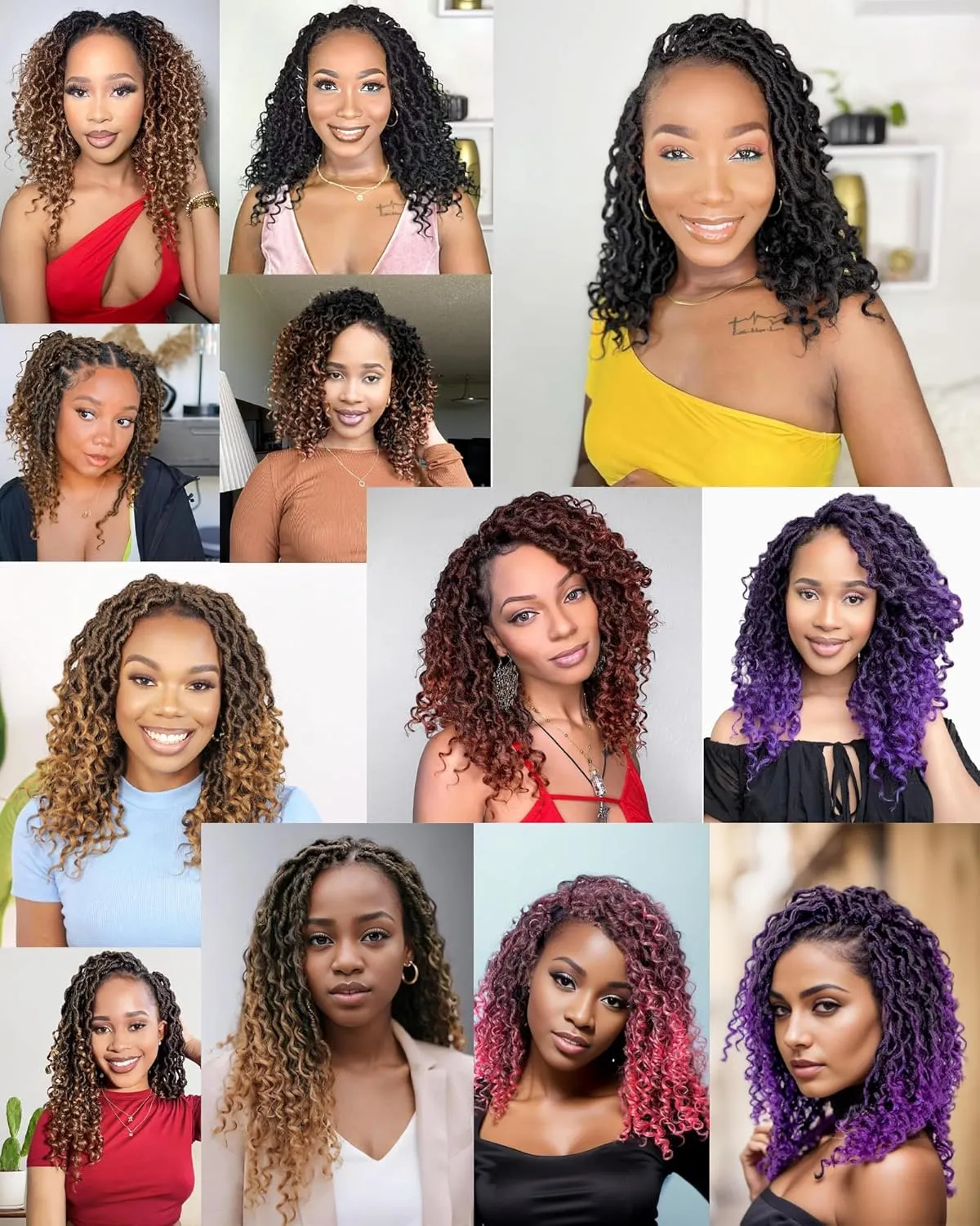 14 Inch 8 Packs Goddess Faux Locs Crochet Hair for Black Women-Ombre Pink,Soft River Locs,Curly Faux Locs With Bohemian Curly Branch,Pre Looped Synthetic Braiding Hair Extensions(14"-8P,T1B/PINK)