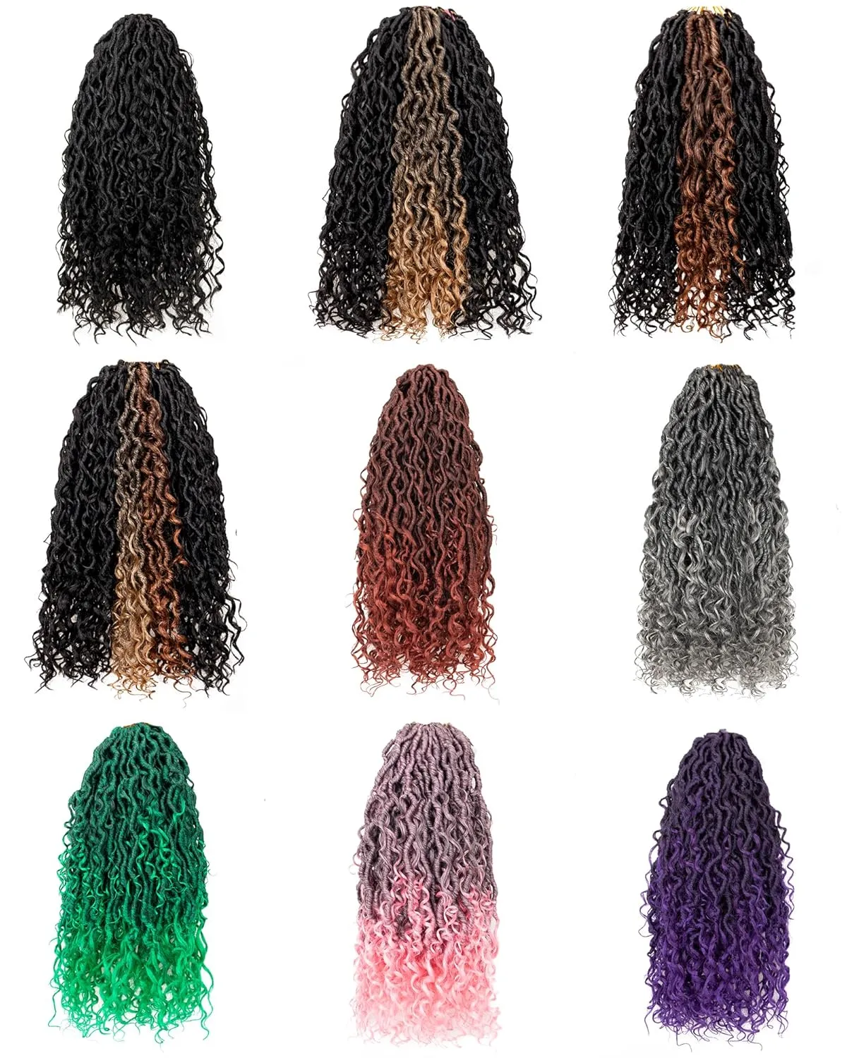 14 Inch 8 Packs Goddess Faux Locs Crochet Hair for Black Women-Ombre Pink,Soft River Locs,Curly Faux Locs With Bohemian Curly Branch,Pre Looped Synthetic Braiding Hair Extensions(14"-8P,T1B/PINK)