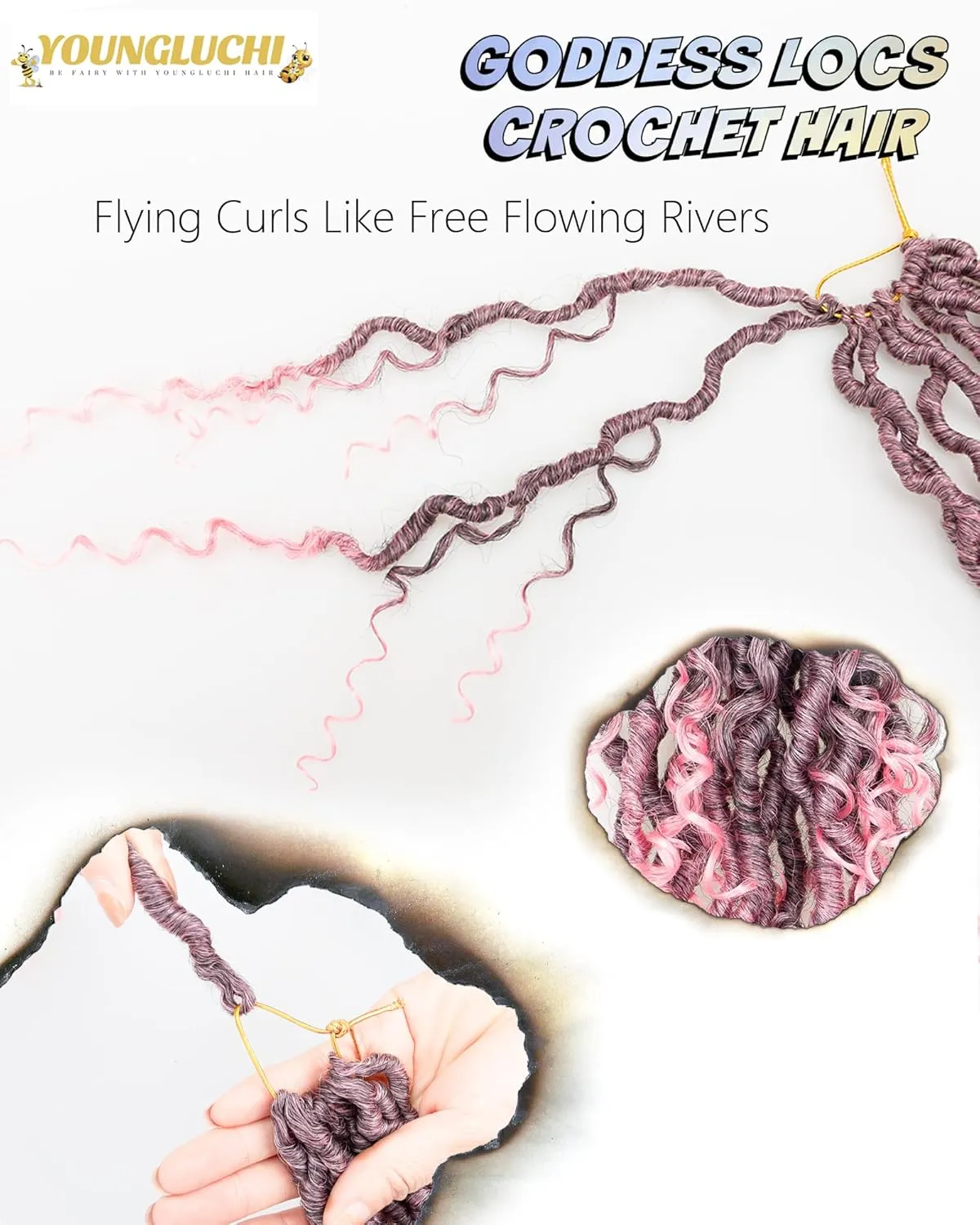 14 Inch 8 Packs Goddess Faux Locs Crochet Hair for Black Women-Ombre Pink,Soft River Locs,Curly Faux Locs With Bohemian Curly Branch,Pre Looped Synthetic Braiding Hair Extensions(14"-8P,T1B/PINK)