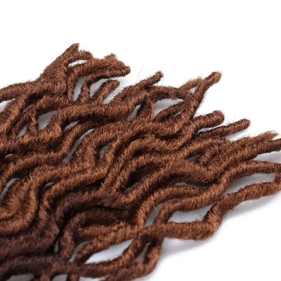 18 Inch Goddess Faux locs Crochet Hair 6 Packs/Lot Soft Gypsy Locs Wavy Crochet Braids Dreadlocks 3Tone Curly Wavy Twist Braiding Hair Extensions African Roots Braid（# 1B/4/30#)