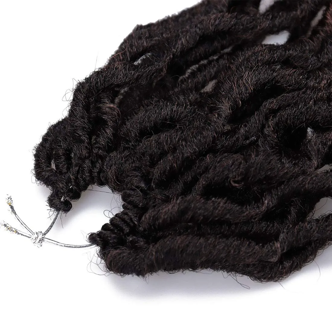 18 Inch Goddess Faux locs Crochet Hair 6 Packs/Lot Soft Gypsy Locs Wavy Crochet Braids Dreadlocks 3Tone Curly Wavy Twist Braiding Hair Extensions African Roots Braid（# 1B/4/30#)