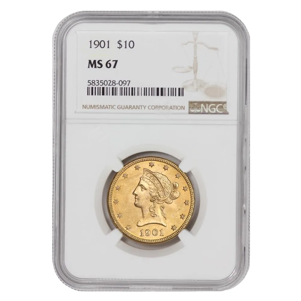 1901 American Gold Liberty Head Eagle MS-67 $10 MS67 NGC