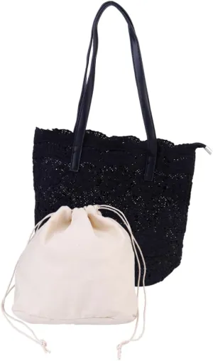 1Pc Chic Lace Shoulder Bag Elegant Embroidered Handbag for Women Versatile All Match Tote for and Daily Use for Summer and Stylish Outfits