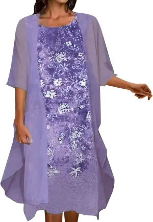 2 Pieces Mother of The Bride Dresses for Wedding with Jacket Knee Length Lace Applique Wedding Guest Dresses for Women