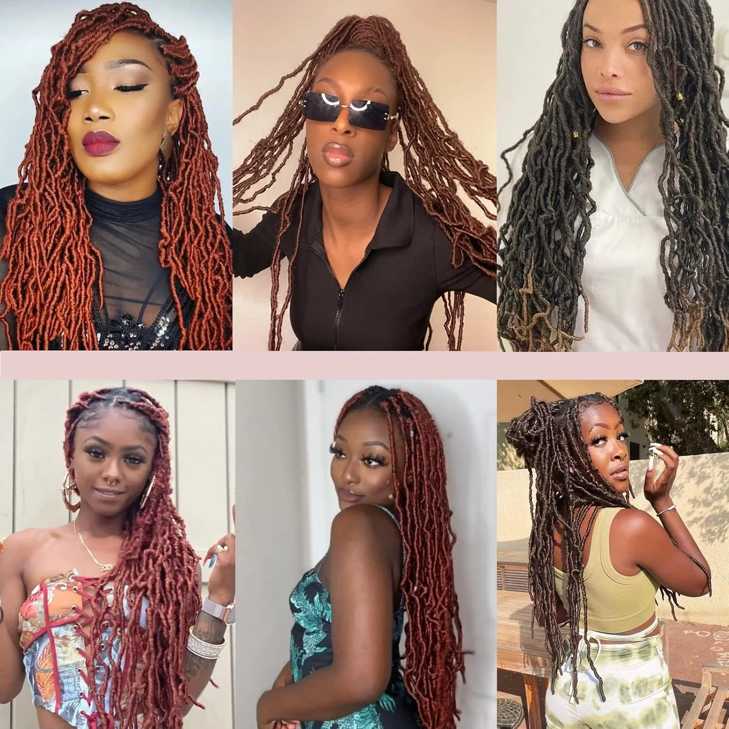24 Inch 7 Packs/Lot New Faux Locs Crochet Hair Pre-Looped Light Brown Soft Locs Crochet Twist Braiding Hair Synthetic Goddess Locs Curly Wavy Crochet Braids Hair for Black Women (24 Inch, 27#)