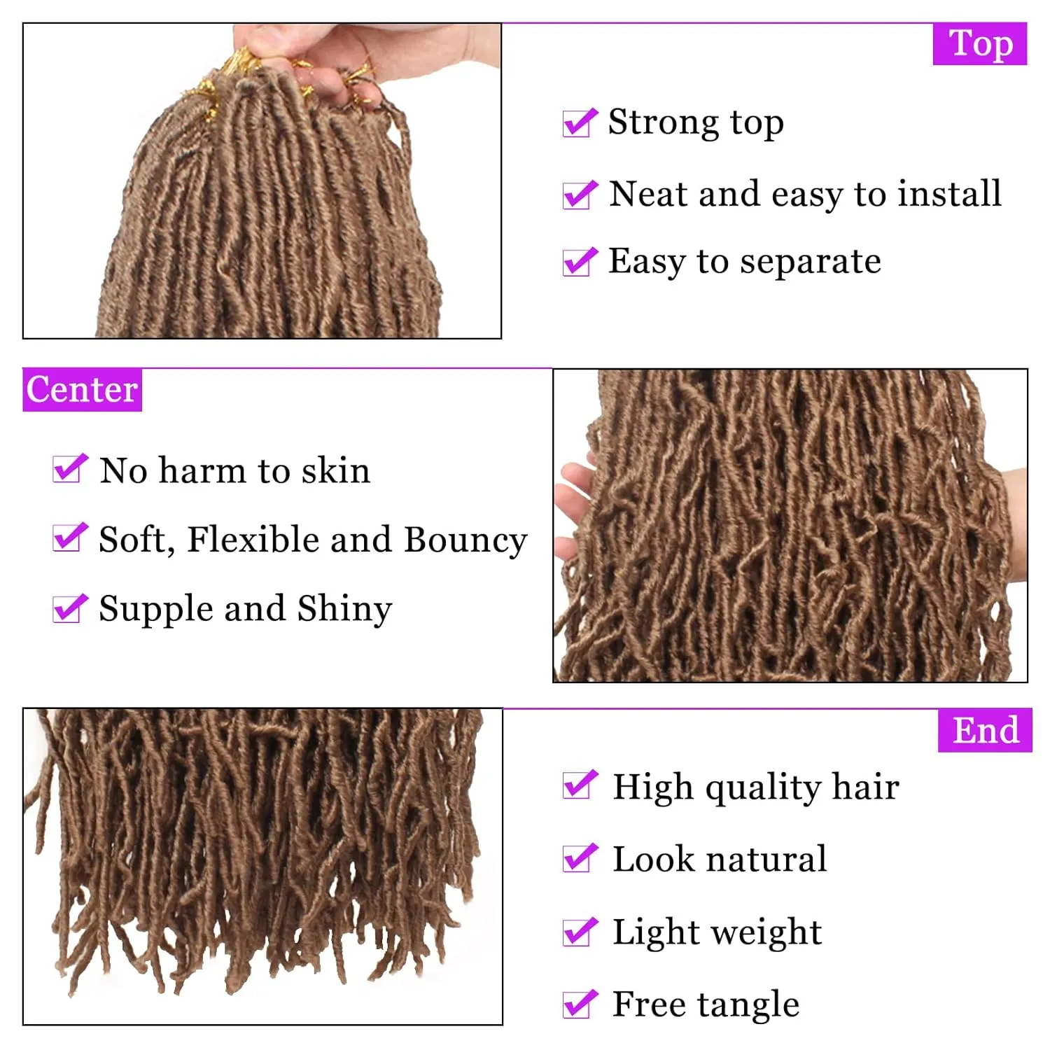 24 Inch 7 Packs/Lot New Faux Locs Crochet Hair Pre-Looped Light Brown Soft Locs Crochet Twist Braiding Hair Synthetic Goddess Locs Curly Wavy Crochet Braids Hair for Black Women (24 Inch, 27#)