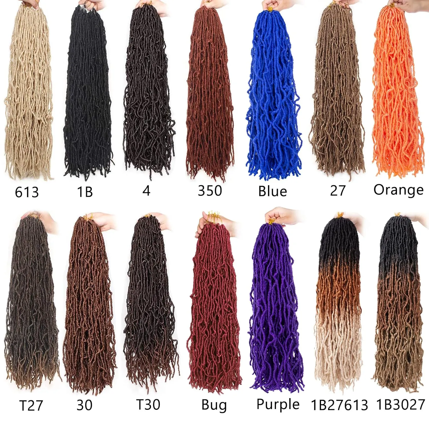 24 Inch 7 Packs/Lot New Faux Locs Crochet Hair Pre-Looped Light Brown Soft Locs Crochet Twist Braiding Hair Synthetic Goddess Locs Curly Wavy Crochet Braids Hair for Black Women (24 Inch, 27#)