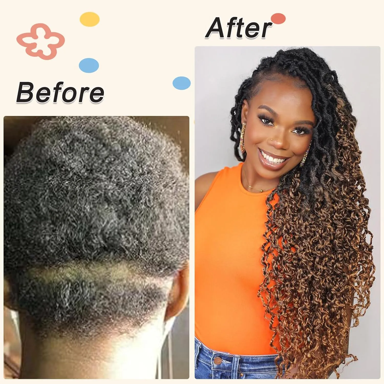24 Inch Pre-looped Goddess Locs Crochet Hair Ombre Faux Locs Crochet Hair for Women Crochet Soft Hair 7 Packs Synthetic Bohemian Curly Senegalese Twist for Women Girls(#1B/4/30)