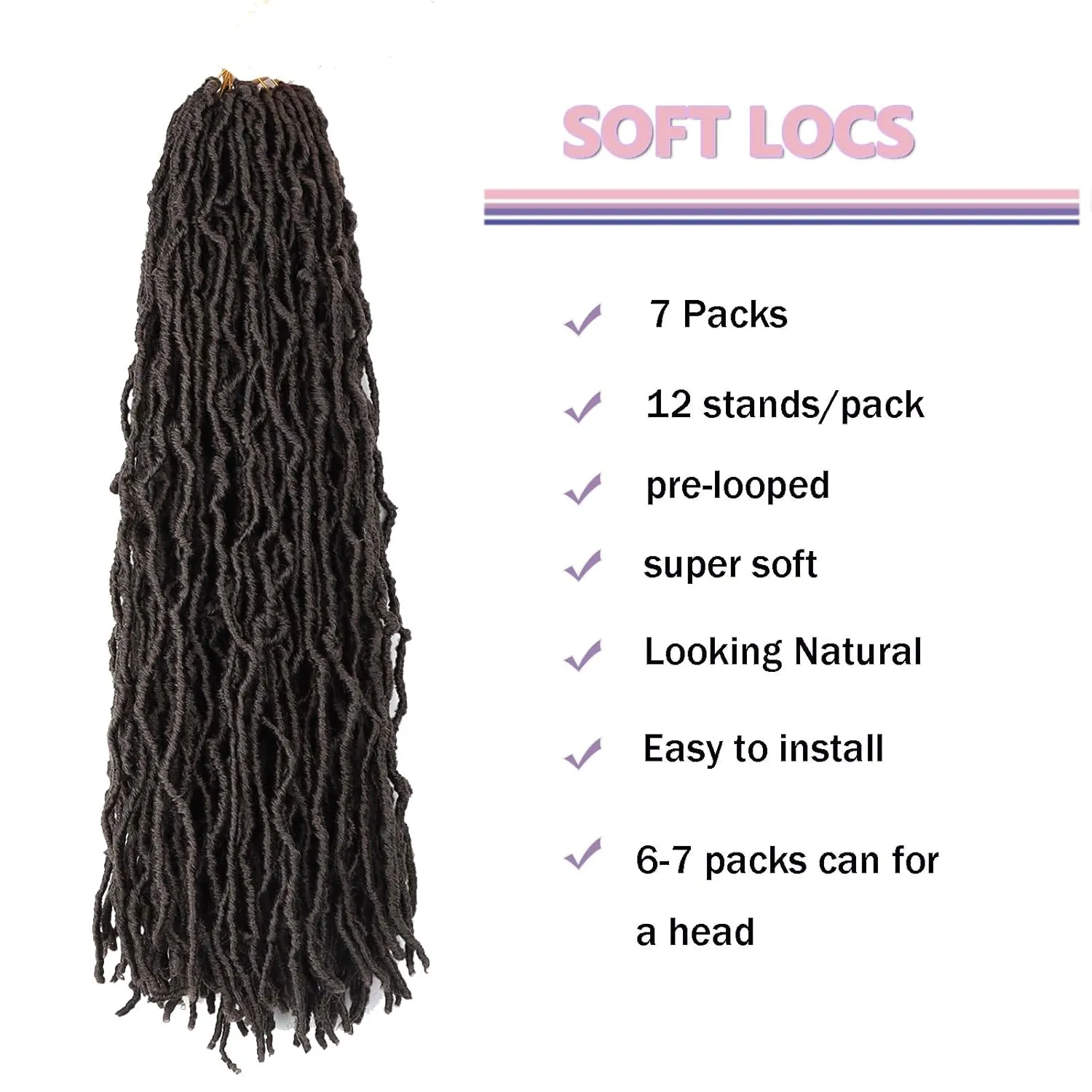 26 Inch Goddess Locs Crochet Hair Pre Looped 7 Packs Natural Braids Faux Locs Crochet Braids Butterfly Locs Soft Locs Hair For Black Women 4#