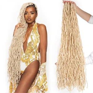 36 Inch Faux Locs Crochet Hair Super Long Soft Locs Crochet Braids Hair 6 Packs/lot 95g Goddess Dreadlocs Synthetic Hair Extend Pre Looped Soft Locs 613# Braiding for Women (36 Inch, 613#)
