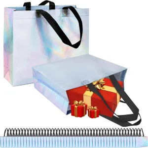 48PCS Iridescent Gift Bags, Set of 48 Holographic Reusable Gift Bags with Handles – Perfect for party favors, goodie bag, and birthdays.Each Gift Bag measures 12.6 x 10.6 x 3.9 inches, Gift Bags Bulk