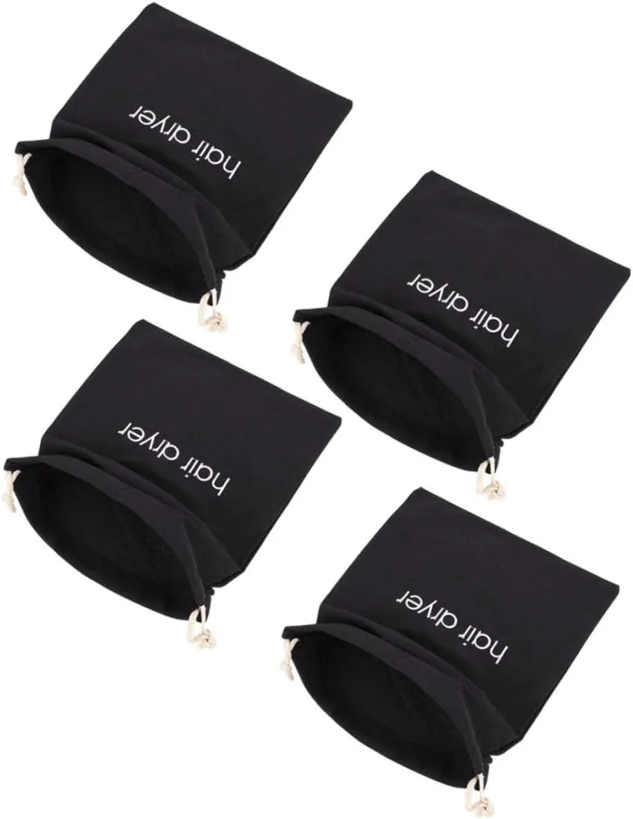 4Pcs Portable Hair Dryer Storage Bags Drawstring Organizers for Travel Lightweight and Durable Hair Dryer Carriers for Hotels and Home Use Embroidered Canvas