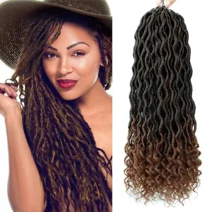 6 Packs Goddess Faux Locs Crochet Hair 20 Inch Wavy Faux Locs Braiding Hair with Curly Ends Soft Goddess Locs Synthetic Braids Hair Extensions(20Inch, 1B/30#)