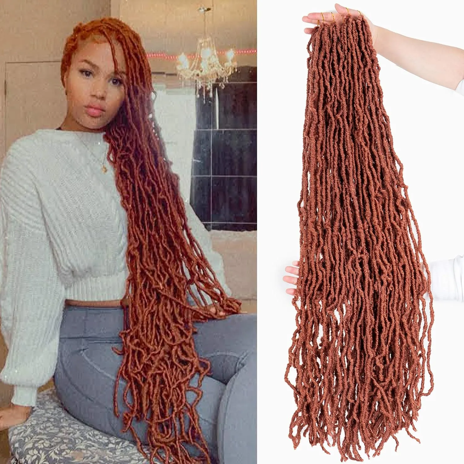 6Packs 36Inch Soft Locs Crochet Hair Faux Locs Crochet Braids Hair 350# Goddess Locs Synthetic Hair Extend Soft Locs Braiding for Women (36 Inch (6packs), 350#)