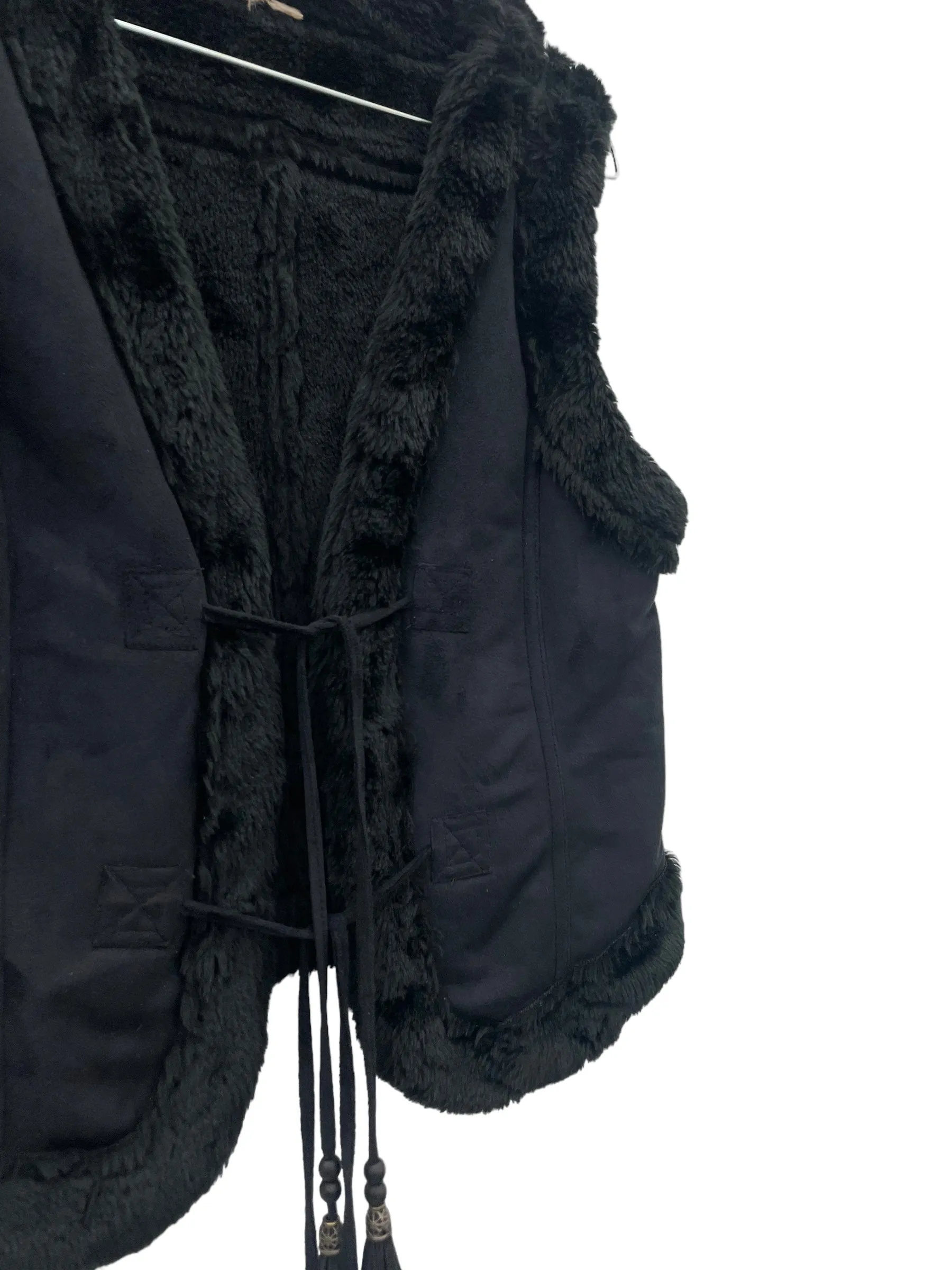 90s fuzzy faux leather vest