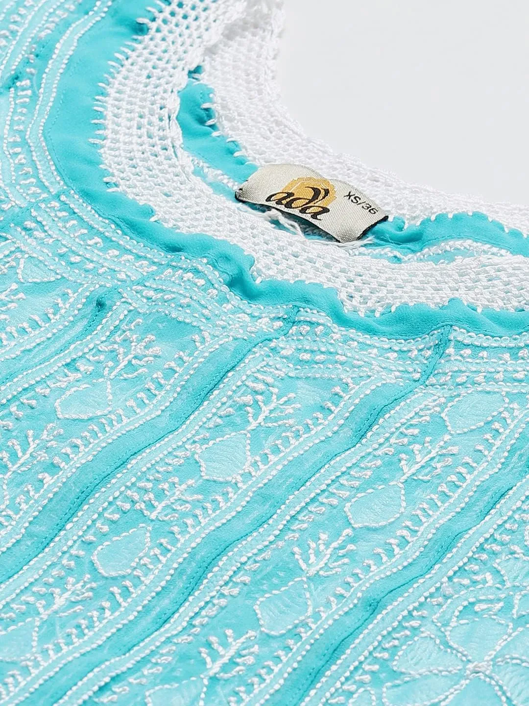 Ada Hand Embroidered Indian Chikankari Traditional Georgette Anarkali Kurta Kurti for Women A411207