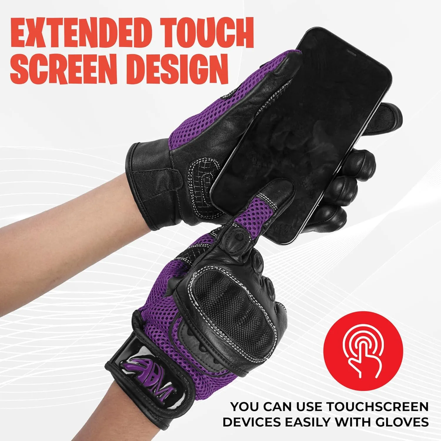 ADM Ladies Full Finger with Knuckle Shells for Protection Leather Comofortable Gloves for Motorbike, Mountain Bike, Racing, Cycling Gloves 9001 LDY Colour: Black-Pink