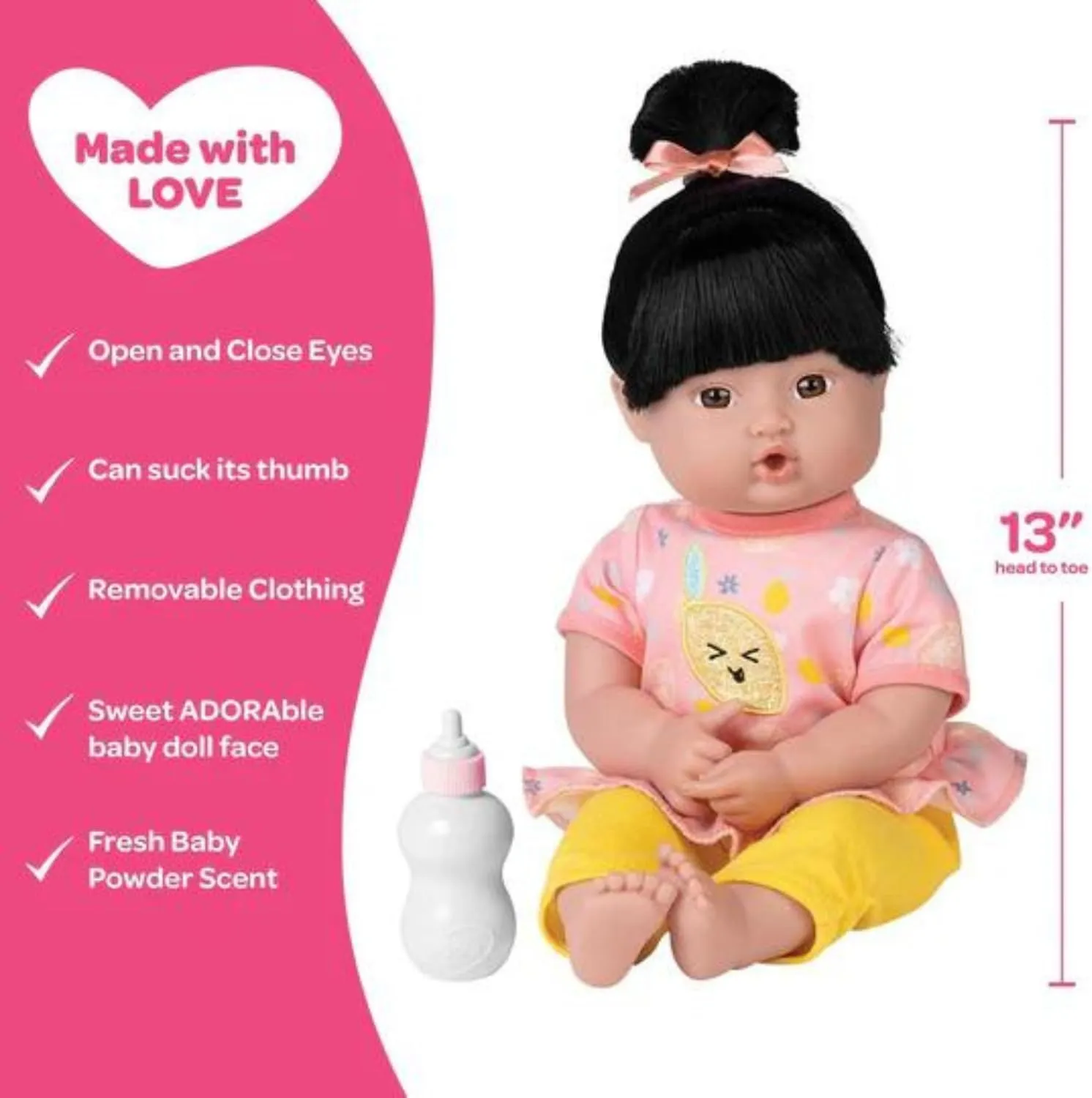 Adora Play Time Babies Collection, 13" Baby Doll with Doll Clothes and Accesories, Made with Sweet Baby Powder Scent, and GentleTouch Vinyl Body, Birthday Gift for Ages 1  - Bright Citrus