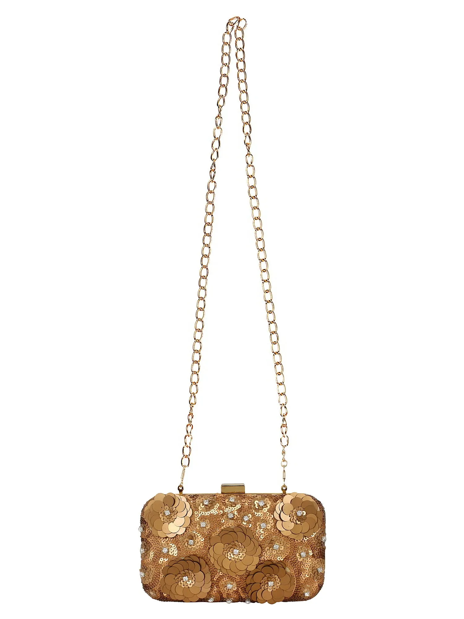 Adorn Sequines Embelished Faux Silk Fabric Clutch