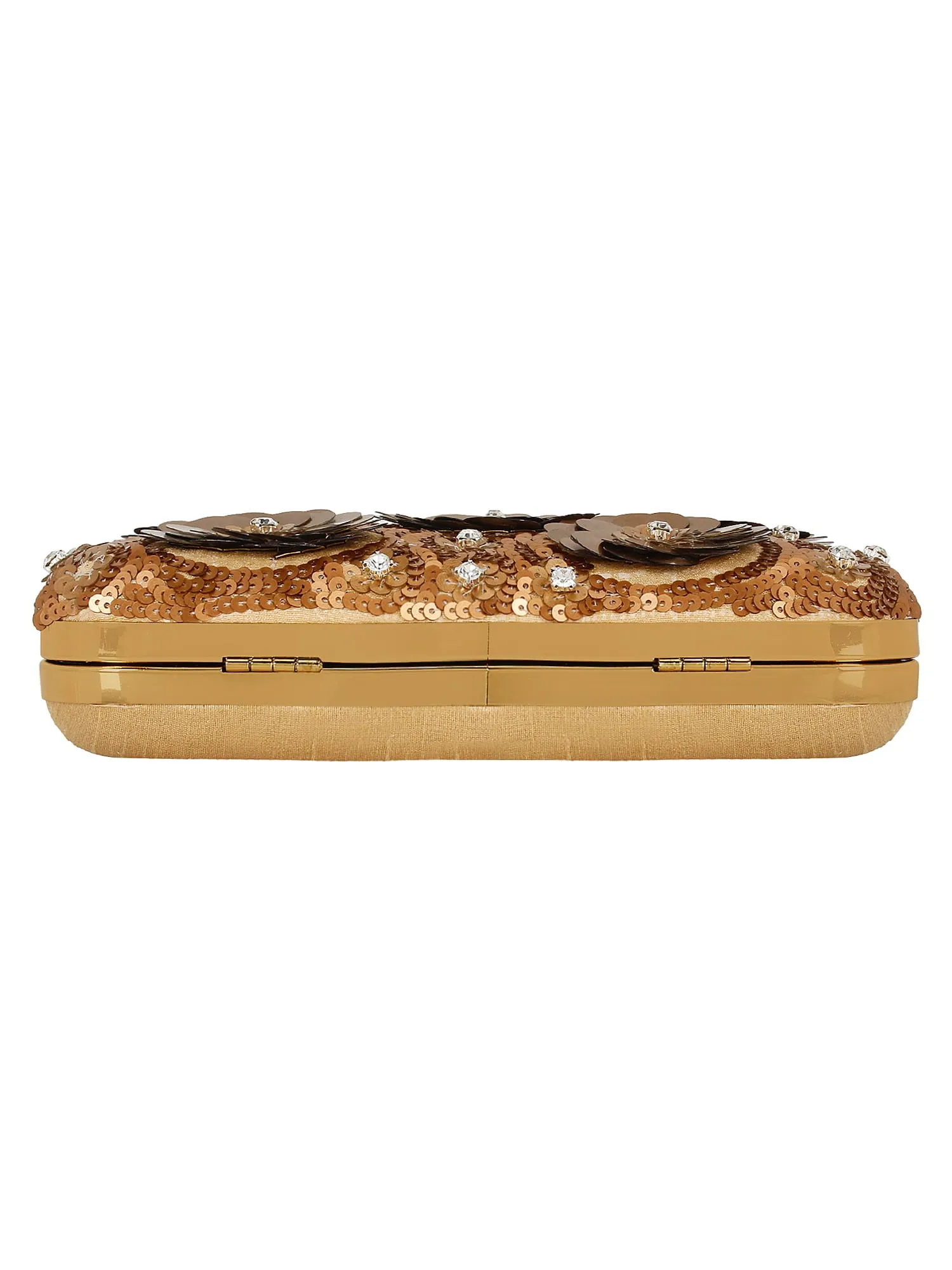 Adorn Sequines Embelished Faux Silk Fabric Clutch