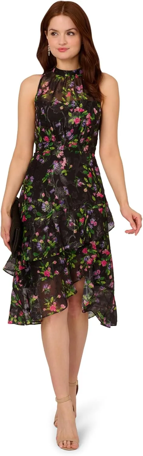 Adrianna Papell Women's Printed Halter Midi Dress