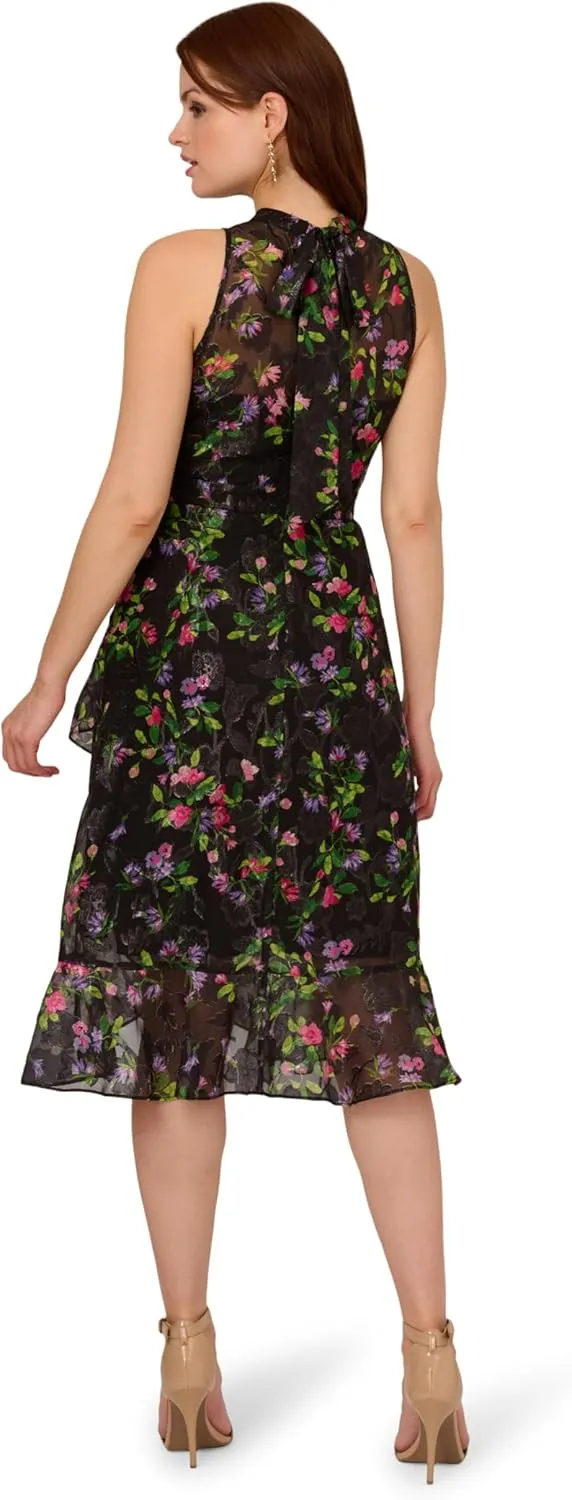 Adrianna Papell Women's Printed Halter Midi Dress