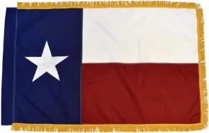 AES 3x5 FT Texas TX Flag Sewn Stripe Sewn Nylon Embroidered Star Gold Fringe Pole Sleeve US Made (FI)