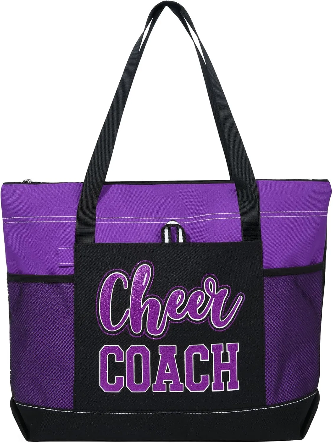 Aileam Cheer Coach Tote Bag for Cheerleaders Cheerleading Coach Gift Large Canvas Cheer Bag with Zipper Reusable Shopping Bag for Cheerleader Cheer Stuff Organizer for Girls Coaches
