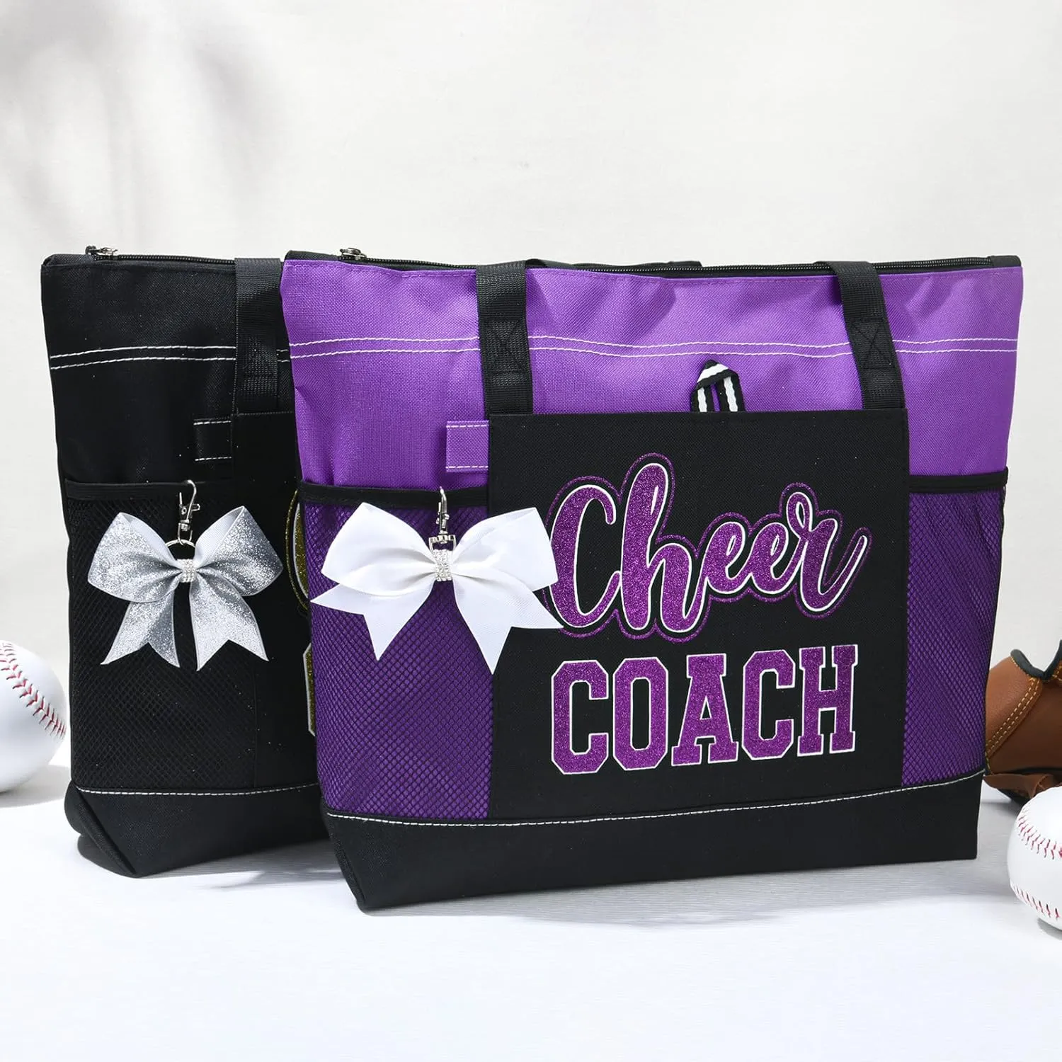 Aileam Cheer Coach Tote Bag for Cheerleaders Cheerleading Coach Gift Large Canvas Cheer Bag with Zipper Reusable Shopping Bag for Cheerleader Cheer Stuff Organizer for Girls Coaches