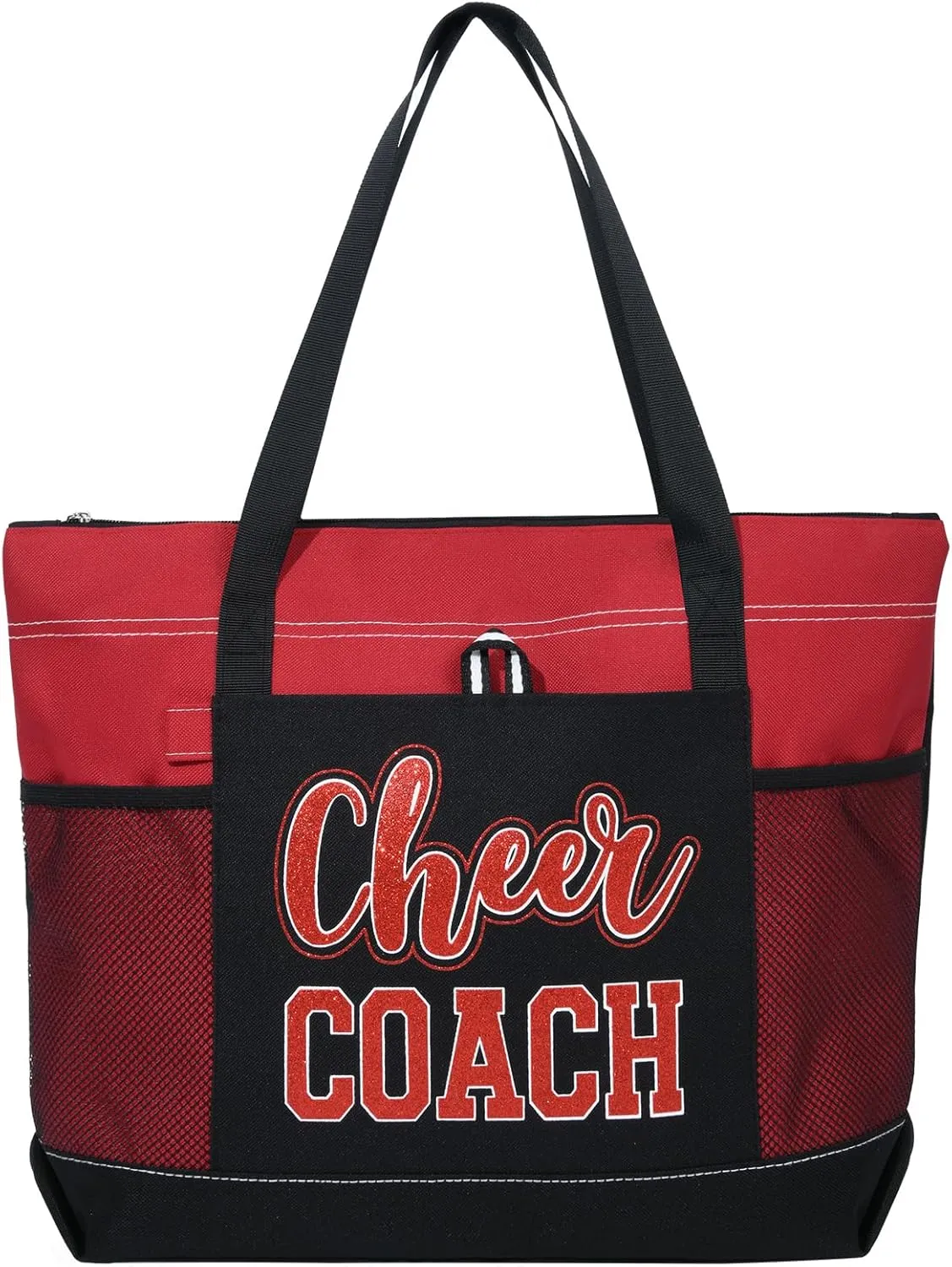 Aileam Cheer Coach Tote Bag for Cheerleaders Cheerleading Coach Gift Large Canvas Cheer Bag with Zipper Reusable Shopping Bag for Cheerleader Cheer Stuff Organizer for Girls Coaches