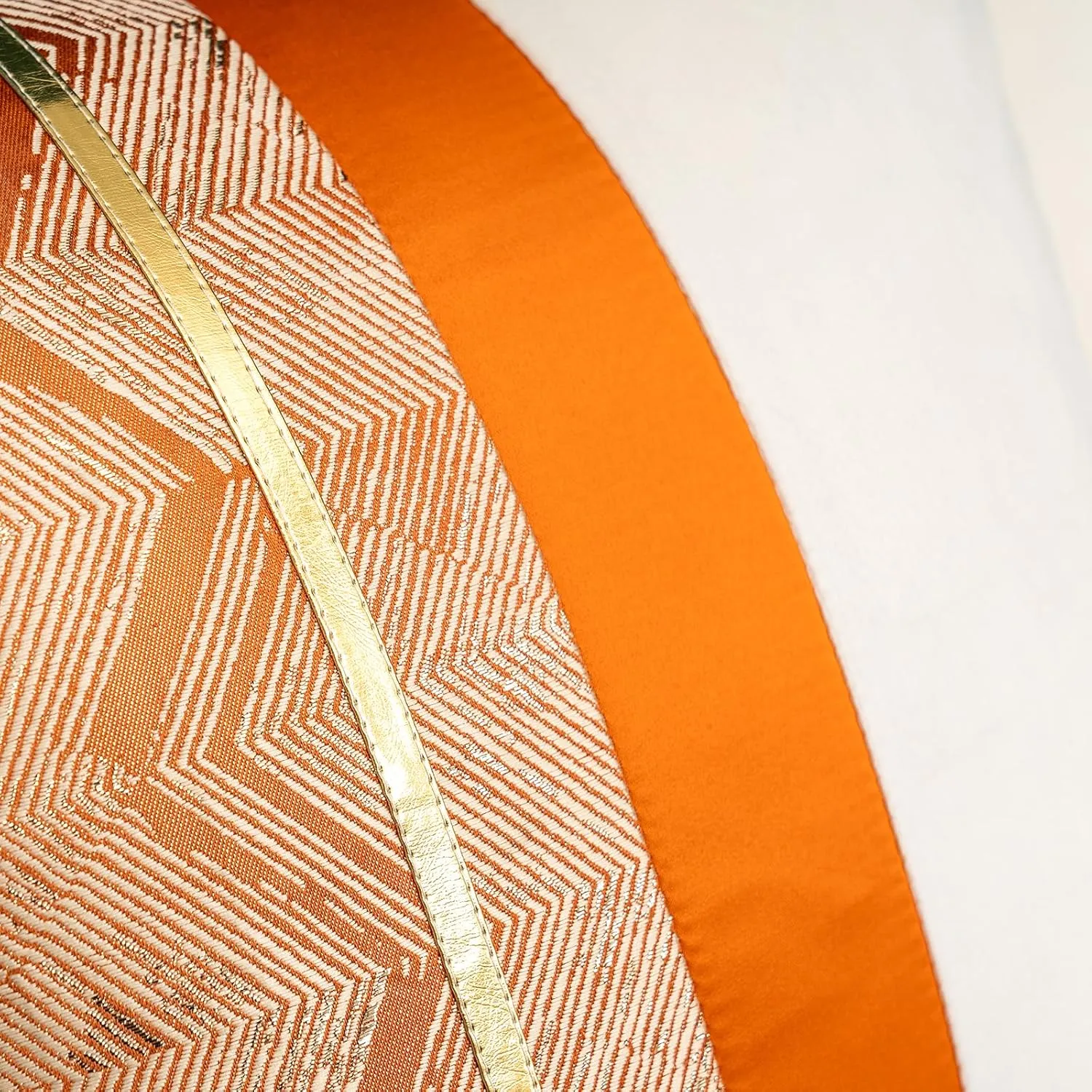 Alerfa 20 x 20 Inch Orange White Geometric Striped Gold Leather Patchwork Velvet Cushion Case Luxury Modern Lumbar Throw Pillow Cover Decorative Pillow for Couch Sofa Living Room Bedroom Car