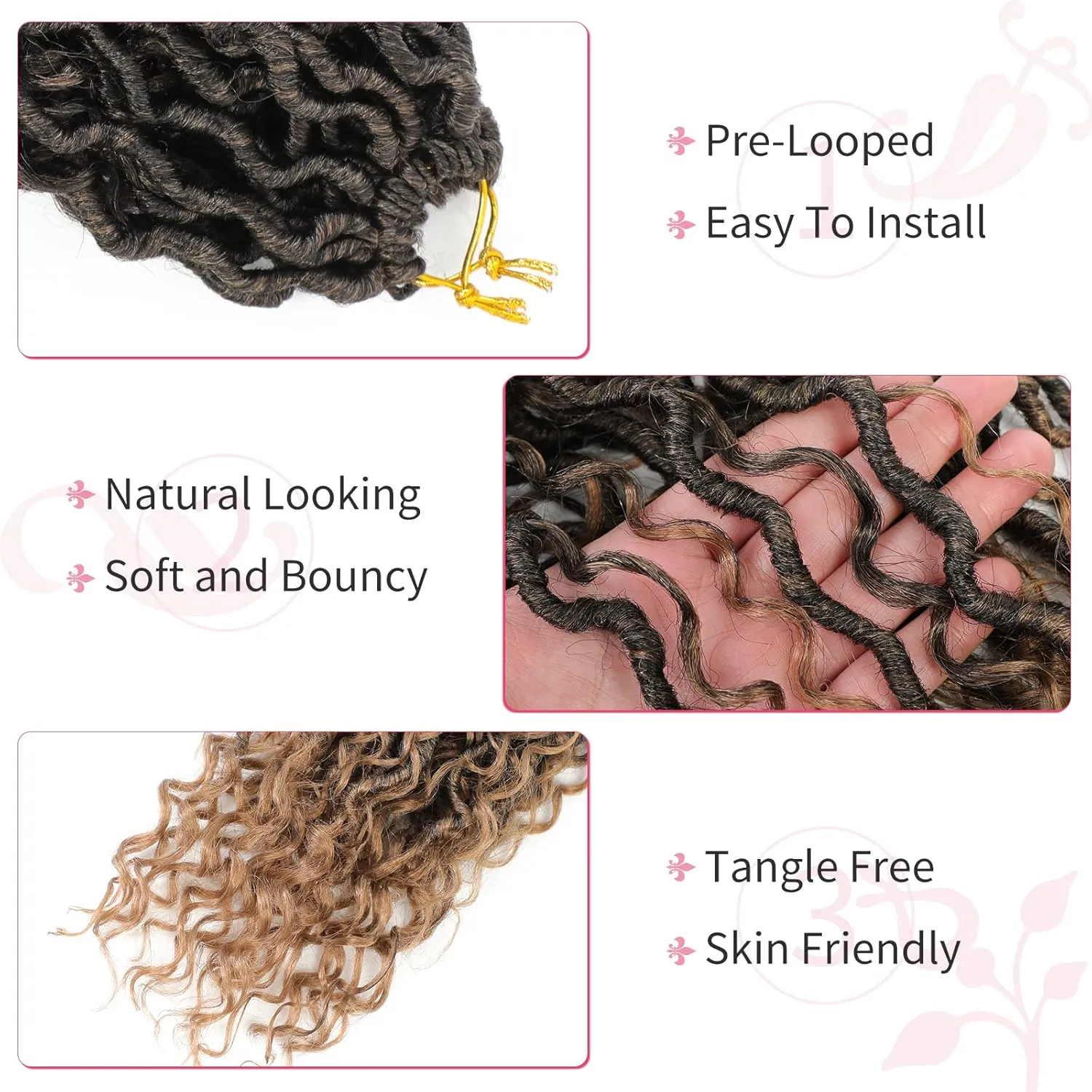 Alicoco Goddess Locs Crochet Hair 14 Inch 8 Packs Faux Locs Crochet Hair For Women Boho Soft Locs Pre-looped River Crochet Locs With Curly Ends (14 Inch (Pack of 8), 1B/30)