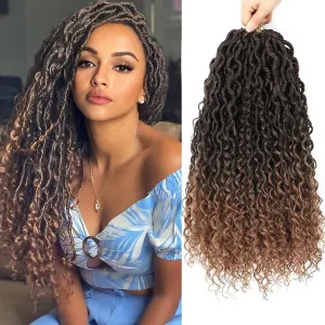 Alicoco Goddess Locs Crochet Hair 14 Inch 8 Packs Faux Locs Crochet Hair For Women Boho Soft Locs Pre-looped River Crochet Locs With Curly Ends (14 Inch (Pack of 8), 1B/30)