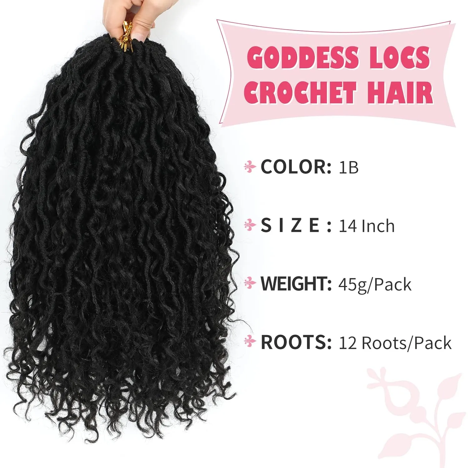 Alicoco Goddess Locs Crochet Hair 14 Inch 8 Packs Faux Locs Crochet Hair For Women Boho Soft Locs Pre-looped River Crochet Locs With Curly Ends (14 Inch (Pack of 8), 1B)