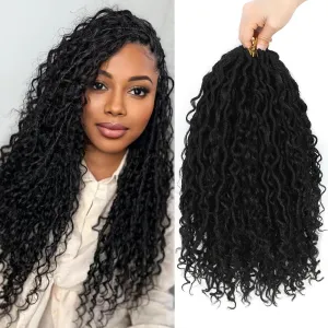 Alicoco Goddess Locs Crochet Hair 14 Inch 8 Packs Faux Locs Crochet Hair For Women Boho Soft Locs Pre-looped River Crochet Locs With Curly Ends (14 Inch (Pack of 8), 1B)