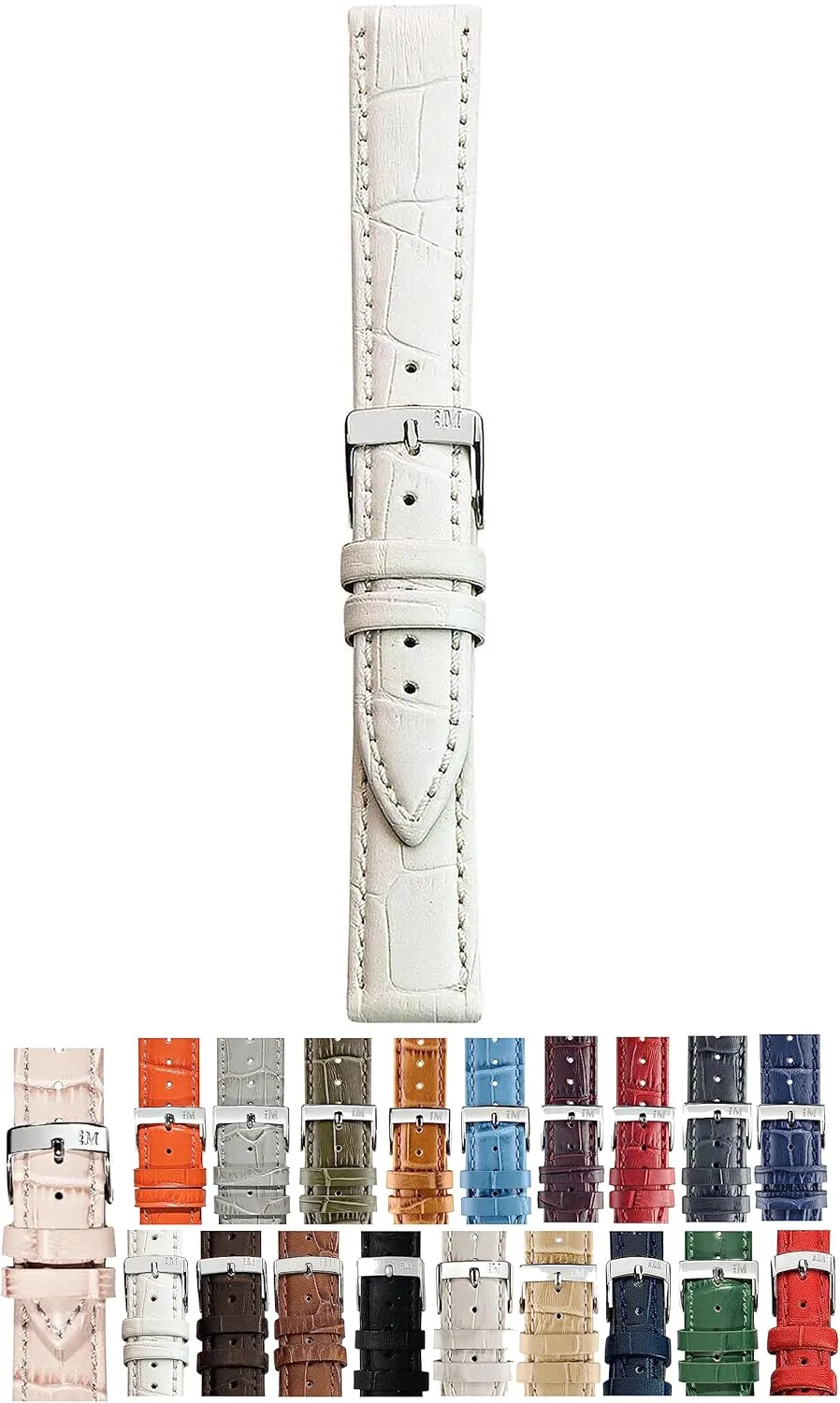 Alligator Embossed Genuine Calf Leather Watch Strap - Stainless Steel Buckle 1930 Collection