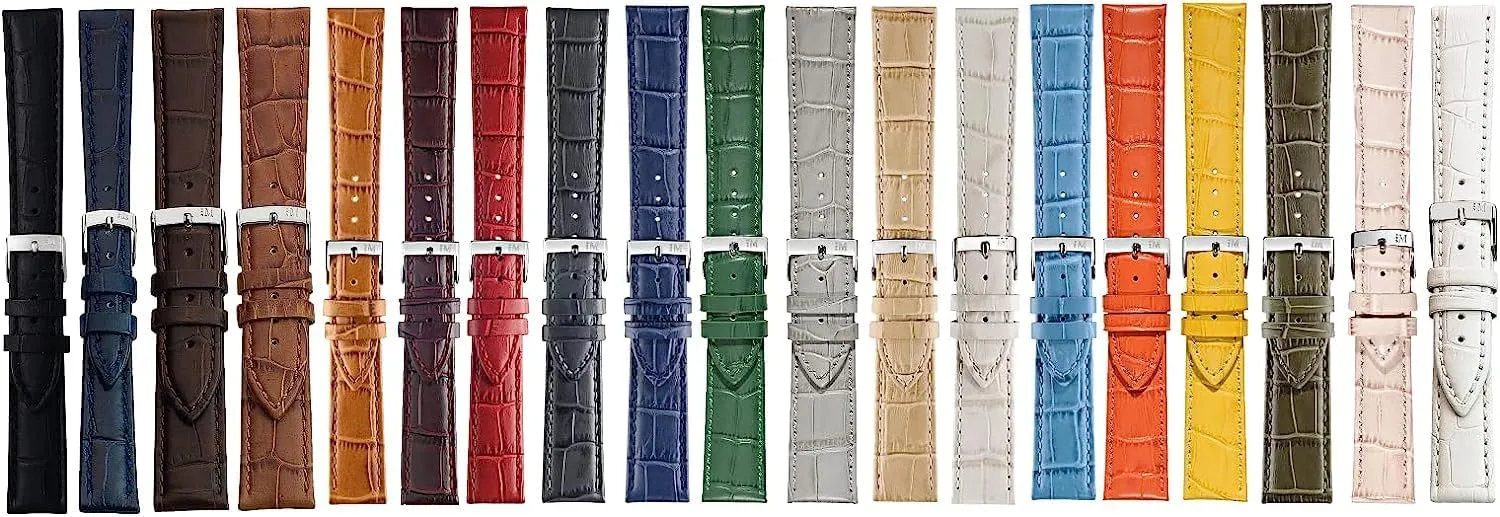 Alligator Embossed Genuine Calf Leather Watch Strap - Stainless Steel Buckle 1930 Collection