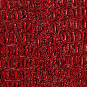 Alligator Fabric, Soft Textured Crocodile Vinyl Faux Leather, Gator Skin Embossed Upholstery DIY Craft and Clips Pleather Sheets – Individual 1 Yard Cut 36”x54” (Red/Black Print)