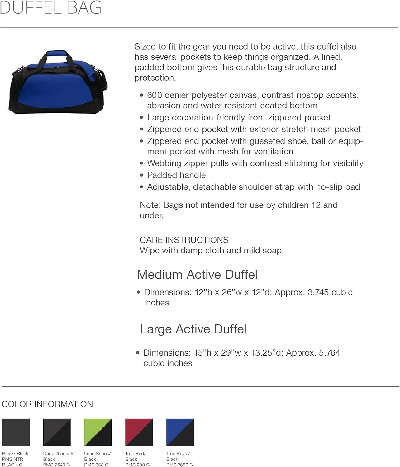 Alpha Tau Omega Active Duffel - ATO Travel Bag (Medium 12"H x 26"W x 12"D, Royal)