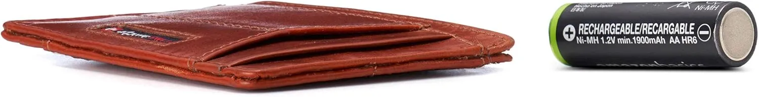 Alpine Swiss RFID Minimalist Oliver Front Pocket Wallet For Men Leather Hampton Collection Glossy Nappa Tan