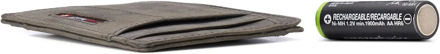 Alpine Swiss RFID Minimalist Oliver Front Pocket Wallet For Men Leather Hampton Collection Nubuck Gray
