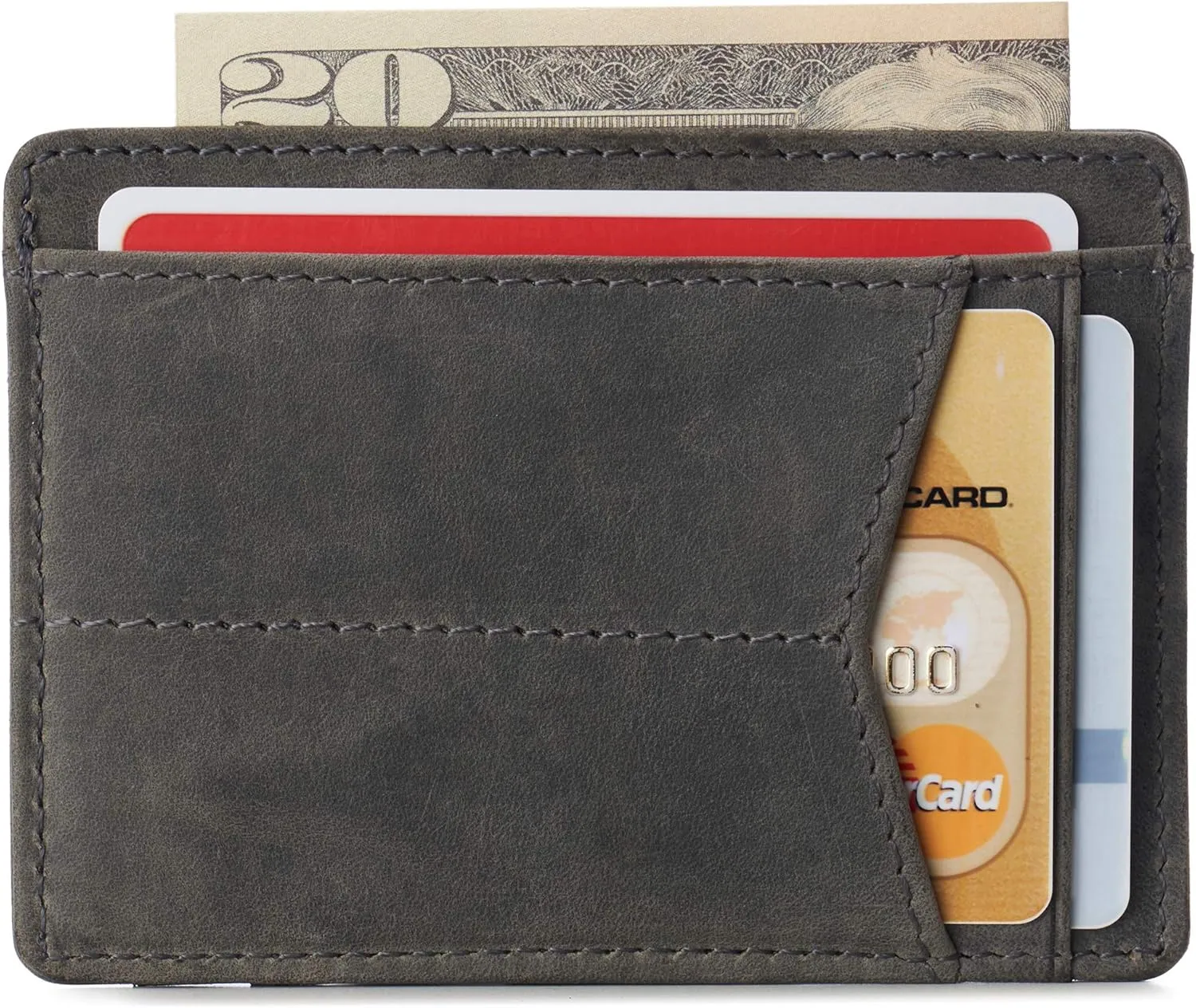 Alpine Swiss RFID Minimalist Oliver Front Pocket Wallet For Men Leather Hampton Collection Nubuck Gray