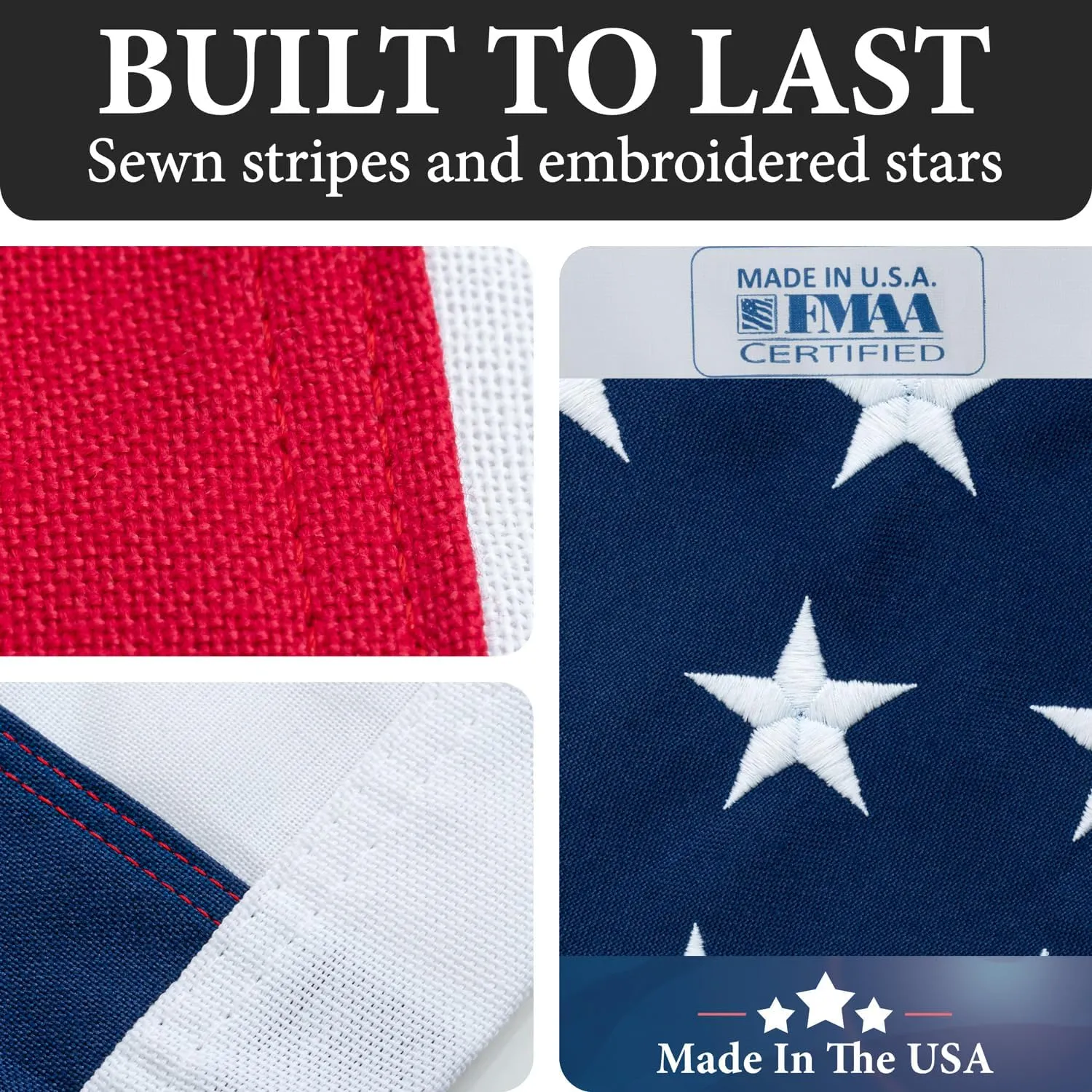American Flags for Outside 5x8-100% MADE IN THE USA -Indestructible Durable Outdoor Heavy Duty Spun Polyester US Flag -United States Flags Sewn Stripes and Embroidered Stars - FMAA Certified