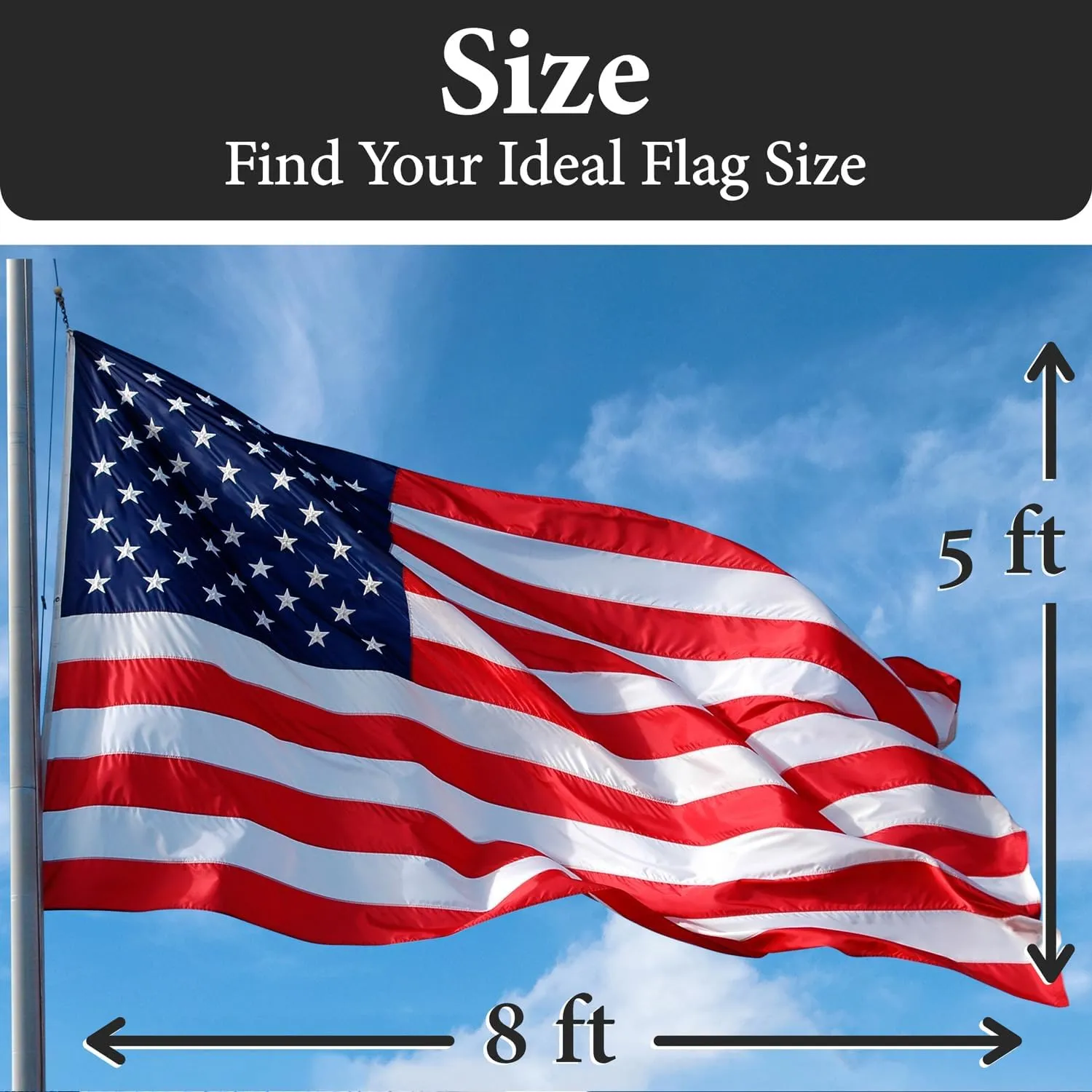American Flags for Outside 5x8-100% MADE IN THE USA -Indestructible Durable Outdoor Heavy Duty Spun Polyester US Flag -United States Flags Sewn Stripes and Embroidered Stars - FMAA Certified