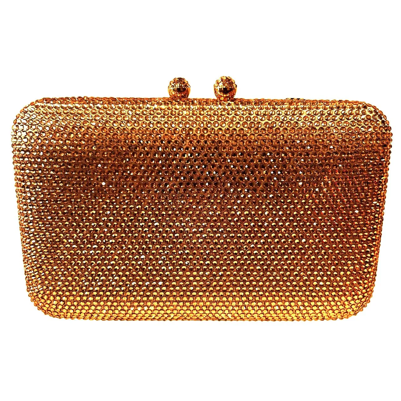 Anna Cecere 0164 Rose Gold CRYSTAL EMEBLLISHED Gold Trim Clutch