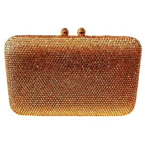 Anna Cecere 0164 Rose Gold CRYSTAL EMEBLLISHED Gold Trim Clutch