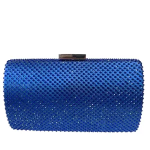 Anna Cecere 062 Cobalt Blue CRYSTAL EMEBLLISHED Silver Trim Clutch