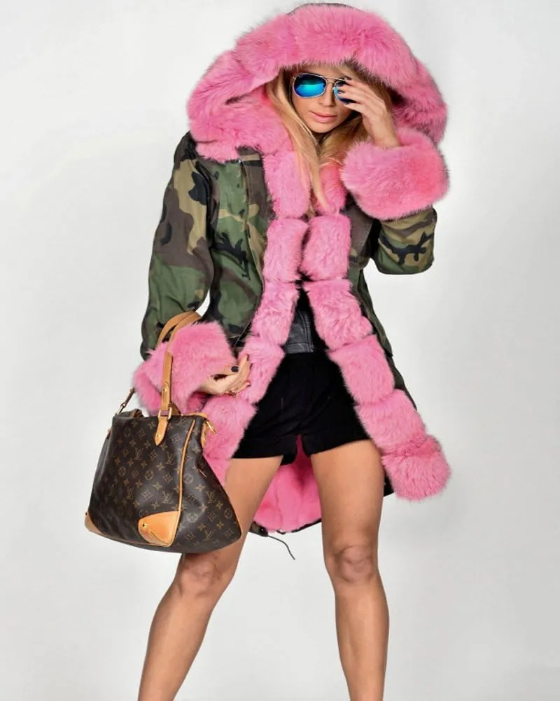 Aofur Womens Hooded Faux Fur Lined Warm Coats Parkas Anoraks Outwear Winter Long Jackets
