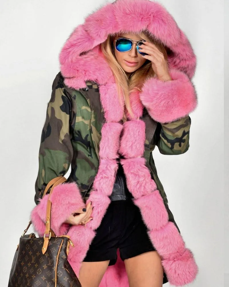 Aofur Womens Hooded Faux Fur Lined Warm Coats Parkas Anoraks Outwear Winter Long Jackets
